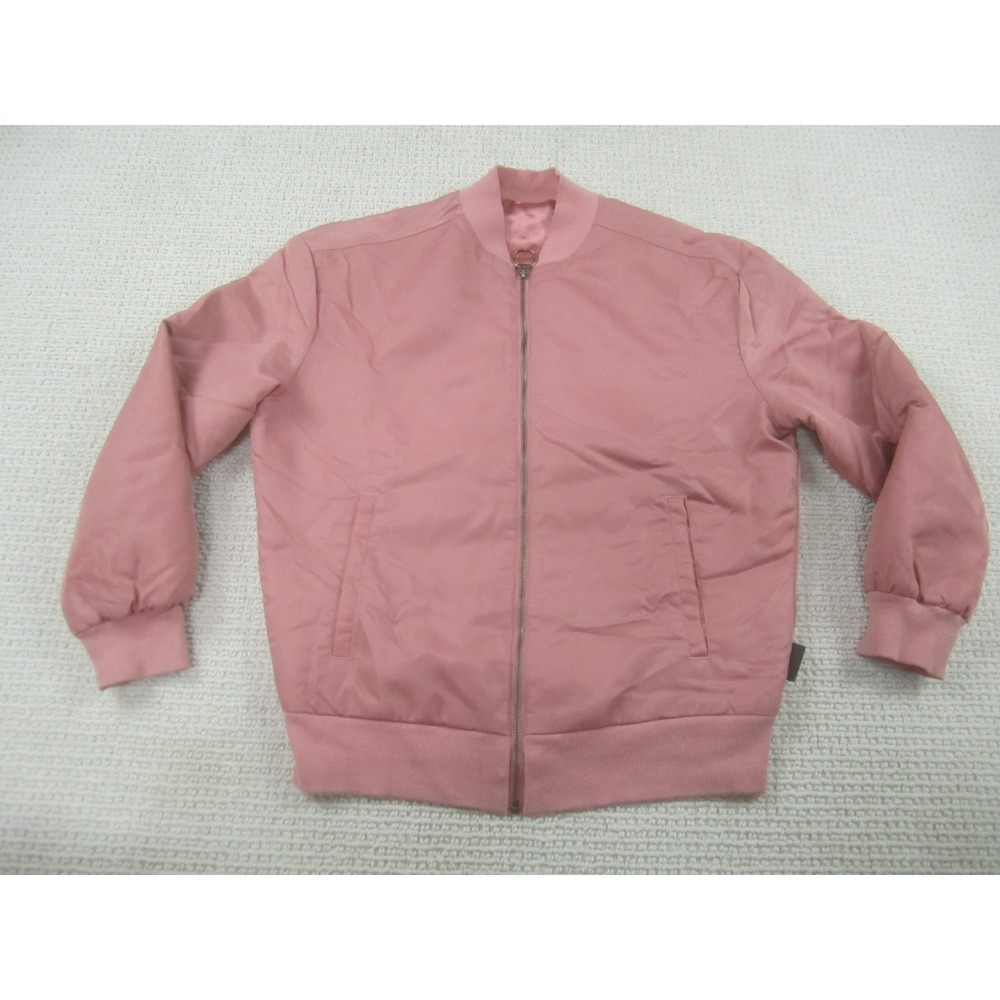 Reebok Womens Medium Pink‎ Bomber Jacket Zip Up Front Hip Pockets